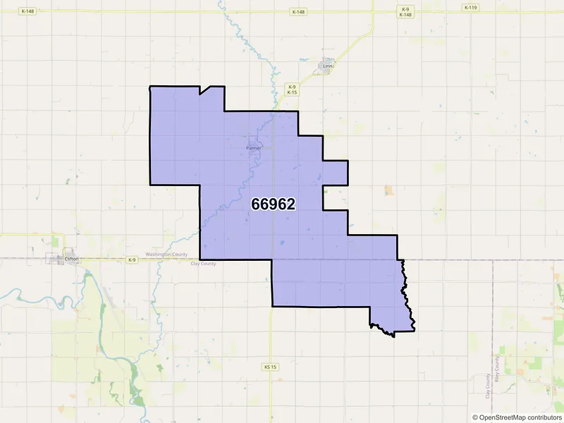 Map of ZIP Code 66962 — Palmer, KS