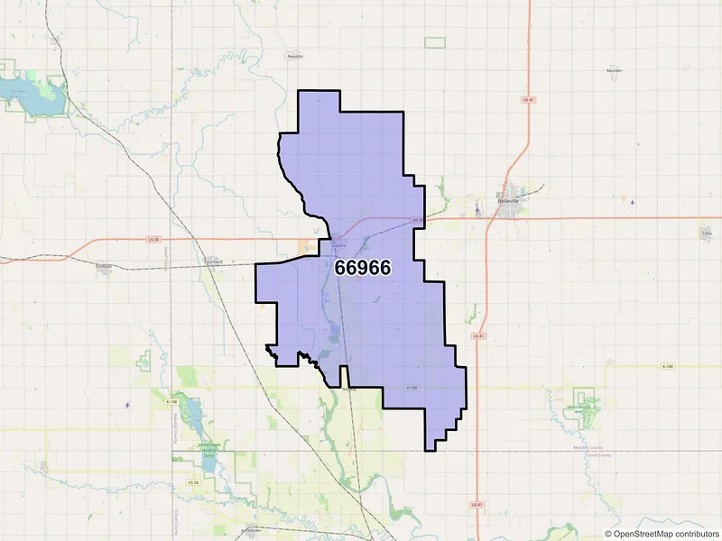 Map of ZIP Code 66966 — Scandia, KS