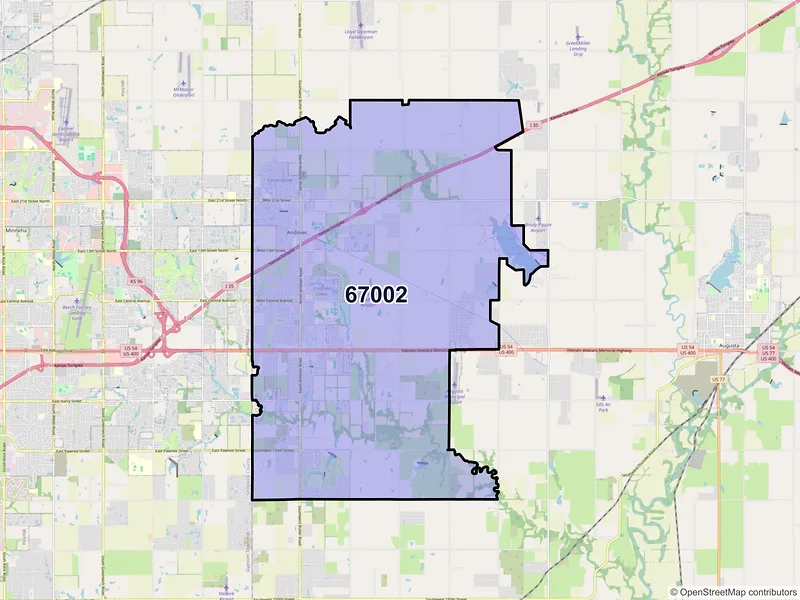 Map of ZIP Code 67002 — Andover, KS