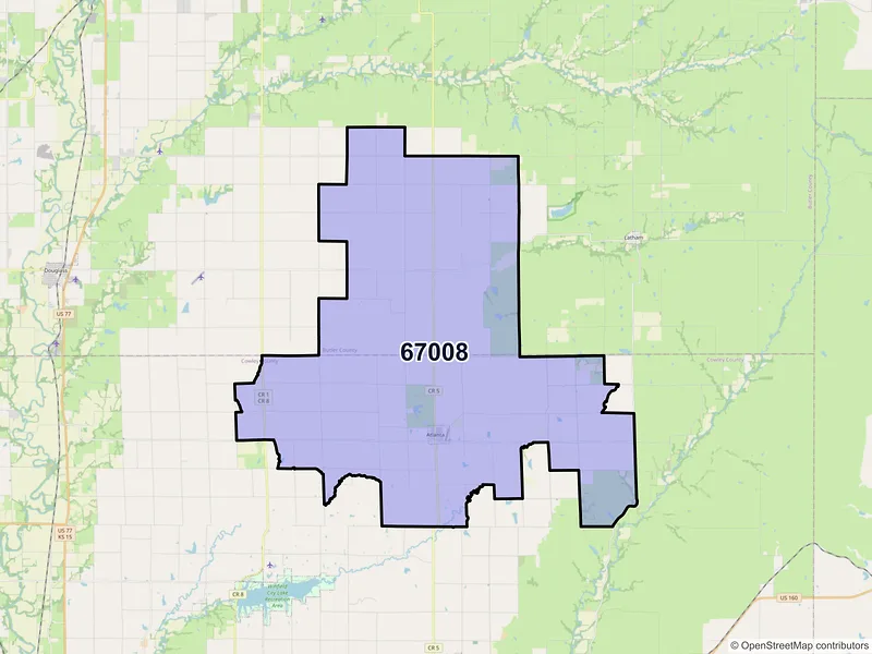 Map of ZIP Code 67008 — Atlanta, KS
