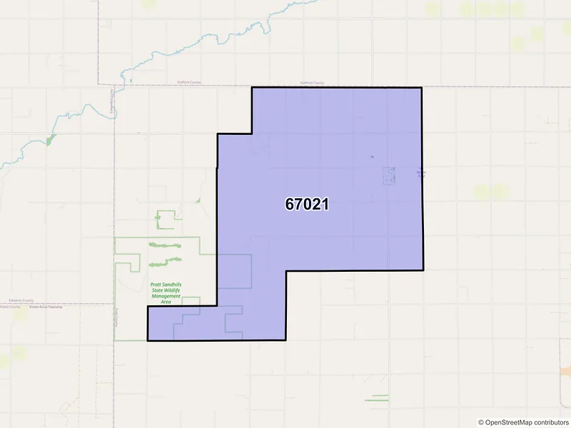 Map of ZIP Code 67021 — Byers, KS
