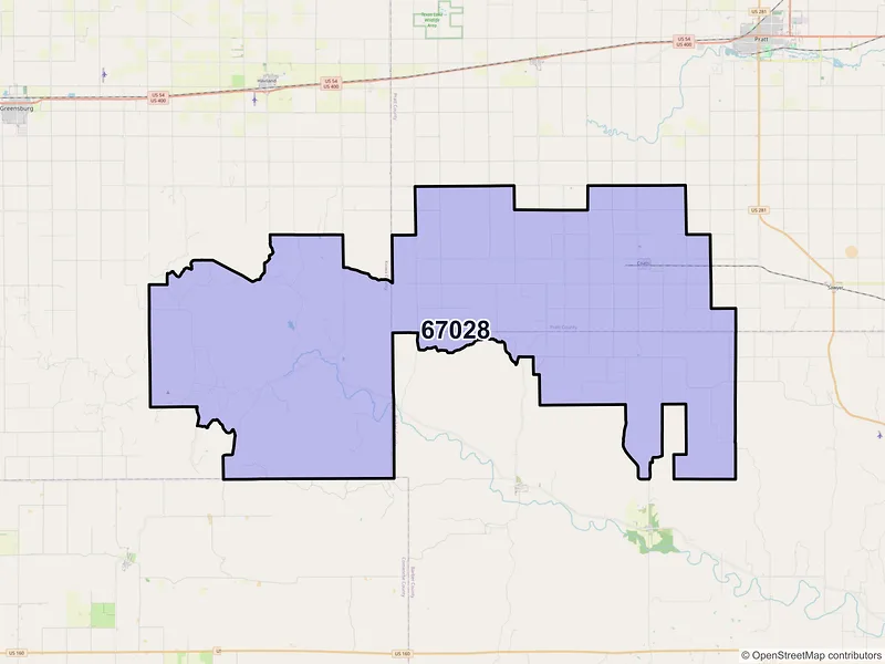 Map of ZIP Code 67028 — Coats, KS