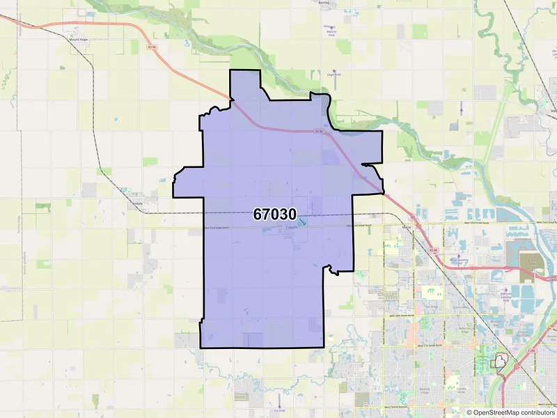Map of ZIP Code 67030 — Colwich, KS