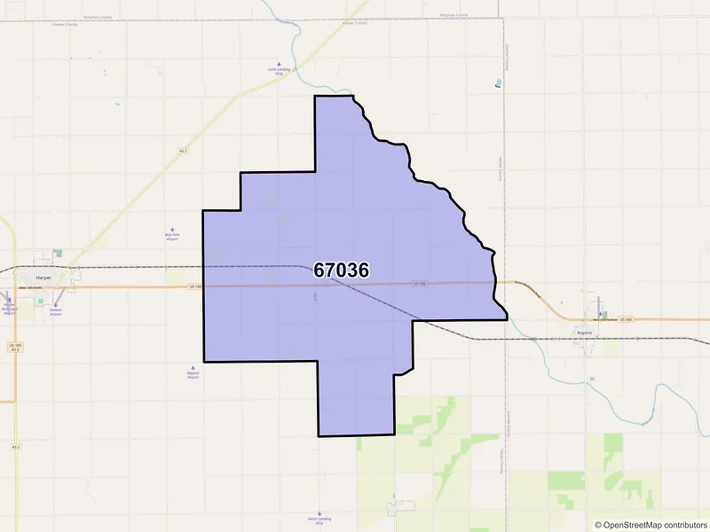 Map of ZIP Code 67036 — Danville, KS
