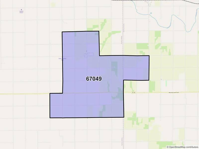 Map of ZIP Code 67049 — Freeport, KS