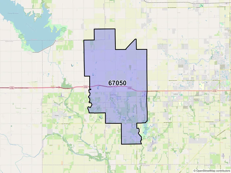 Map of Garden Plain, Kansas and ZIP codes
