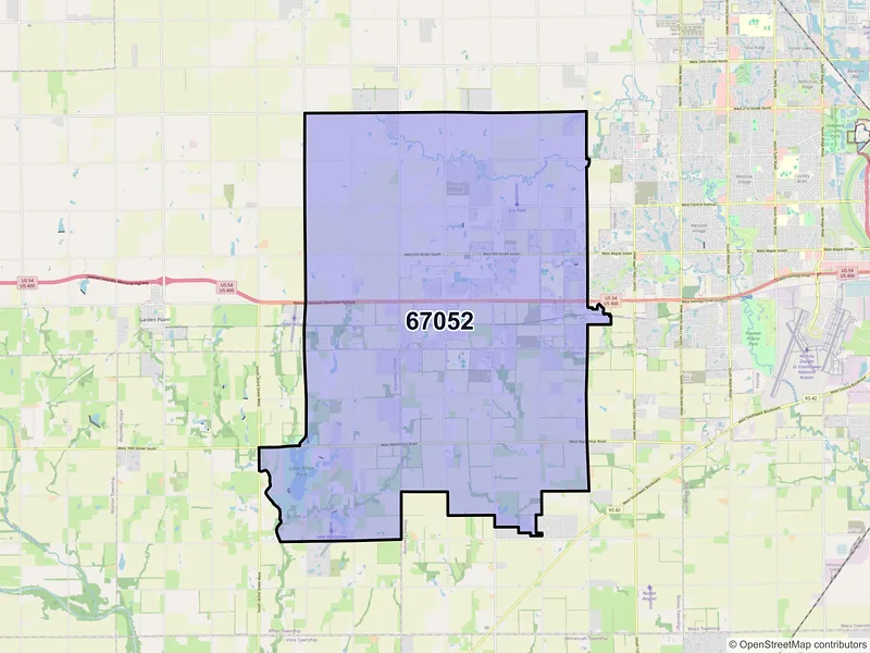 Map of Goddard, Kansas and ZIP codes