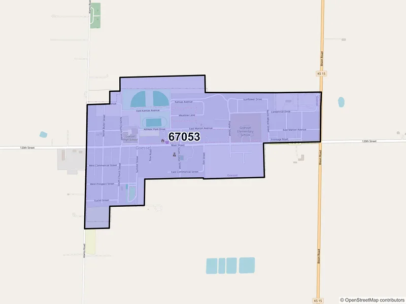 Map of Goessel, Kansas and ZIP codes