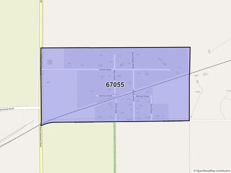 Map of Greenwich, Kansas and ZIP codes