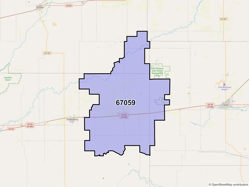 Map of ZIP Code 67059 — Haviland, KS