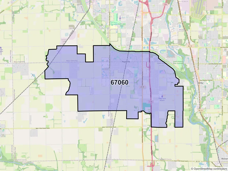 Map of ZIP Code 67060 — Haysville, KS