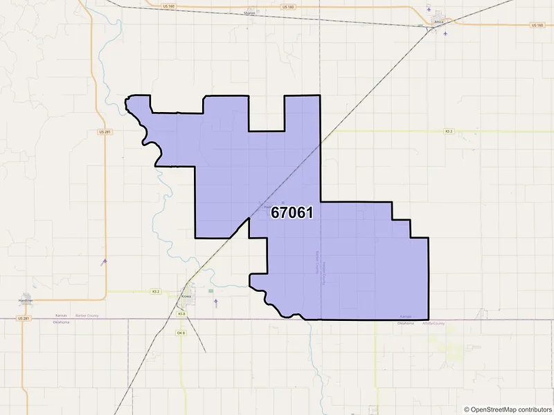 Map of Hazelton, Kansas and ZIP codes