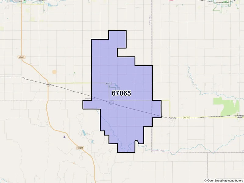 Map of ZIP Code 67065 — Isabel, KS