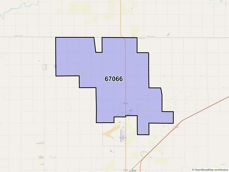 Map of ZIP Code 67066 — Iuka, KS