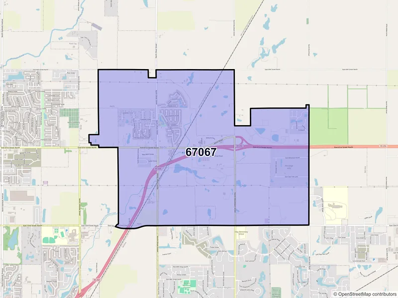 Map of Kechi, Kansas and ZIP codes