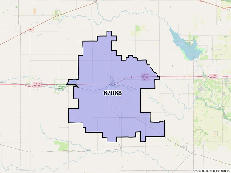 Map of ZIP Code 67068 — Kingman, KS