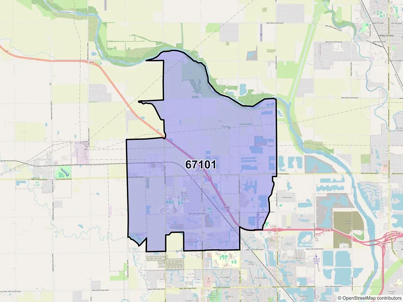 Map of ZIP Code 67101 — Maize, KS