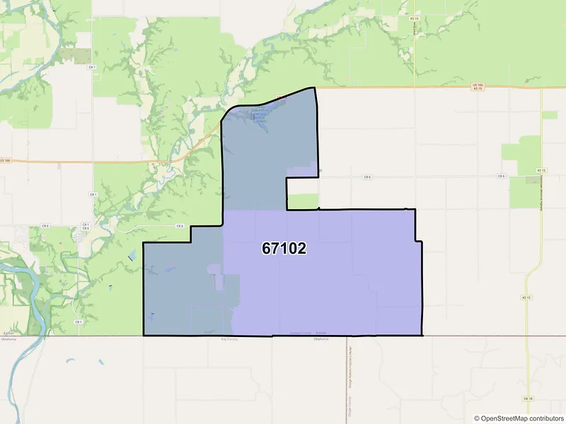 Map of ZIP Code 67102 — Maple City, KS