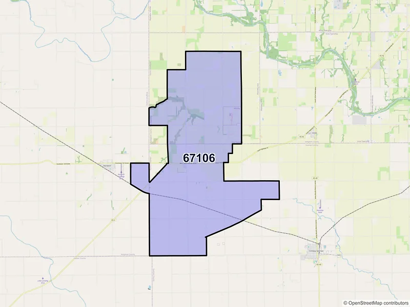 Map of ZIP Code 67106 — Milton, KS