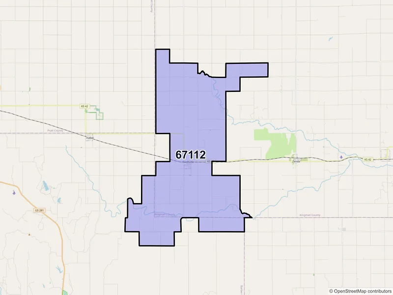 Map of Nashville, Kansas and ZIP codes
