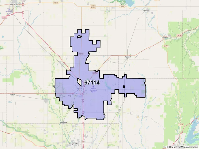 Map of ZIP Code 67114 — Newton, KS