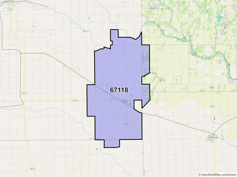 Map of Norwich, Kansas and ZIP codes