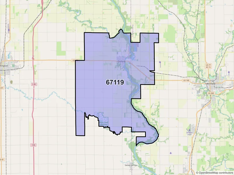 Map of ZIP Code 67119 — Oxford, KS