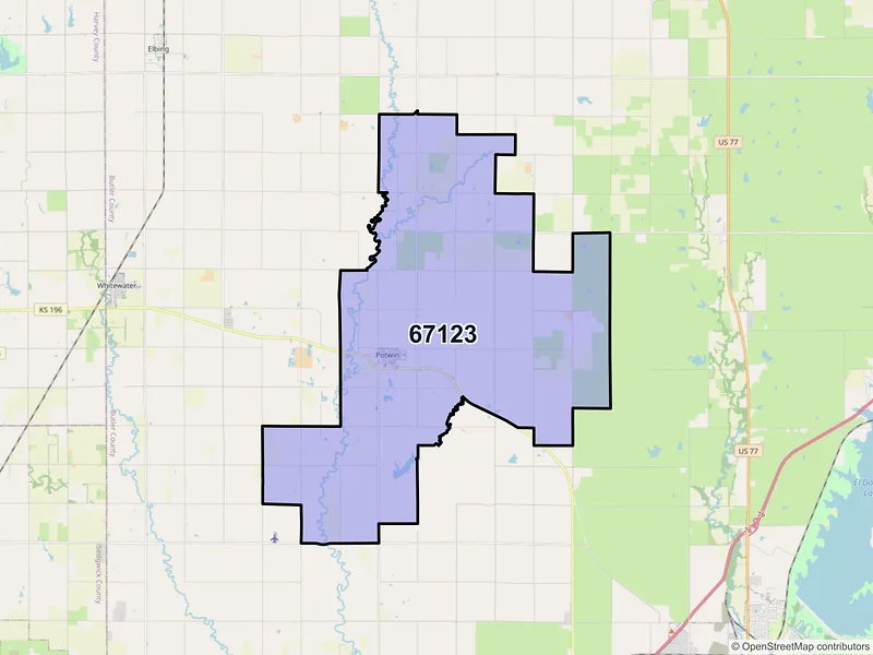 Map of ZIP Code 67123 — Potwin, KS