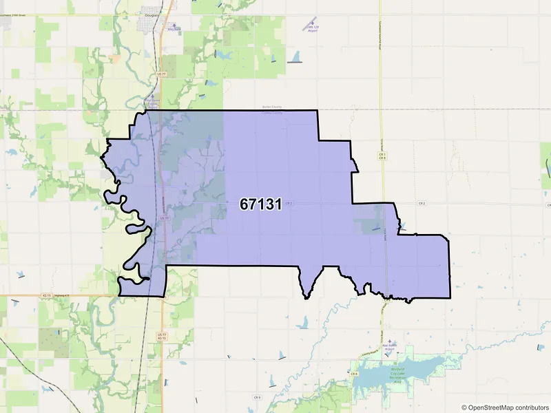 Map of ZIP Code 67131 — Rock, KS