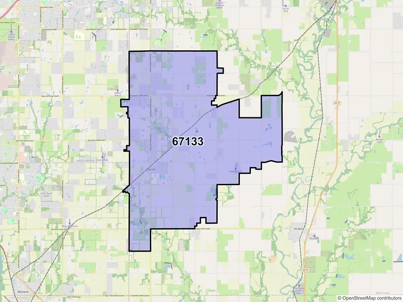 Map of ZIP Code 67133 — Rose Hill, KS