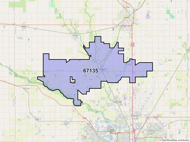 Map of ZIP Code 67135 — Sedgwick, KS