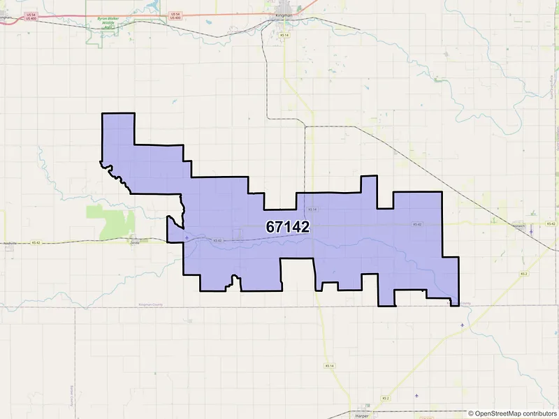 Map of ZIP Code 67142 — Spivey, KS