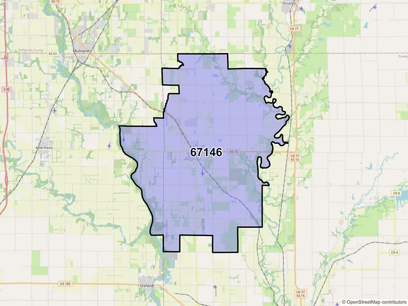 Map of ZIP Code 67146 — Udall, KS