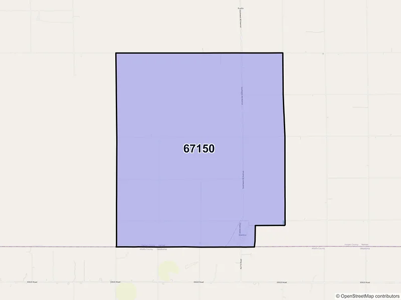 Map of ZIP Code 67150 — Waldron, KS