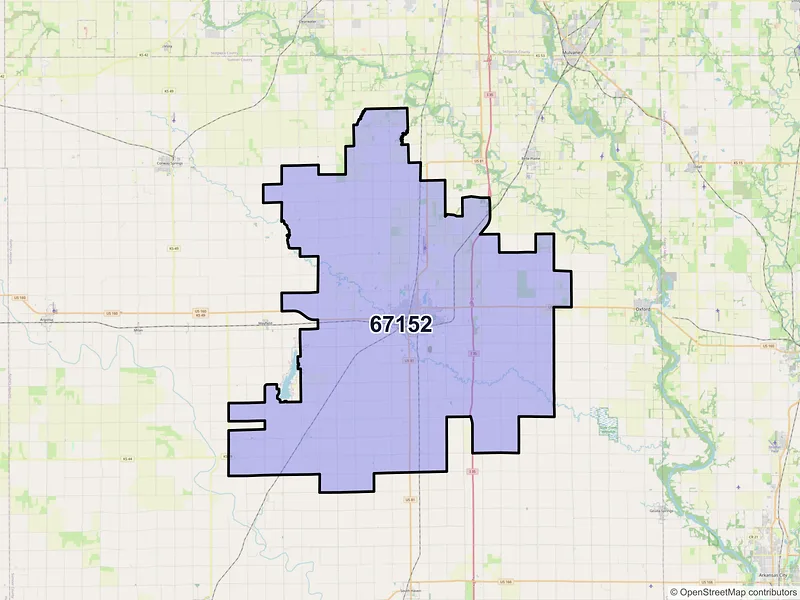 Map of ZIP Code 67152 — Wellington, KS