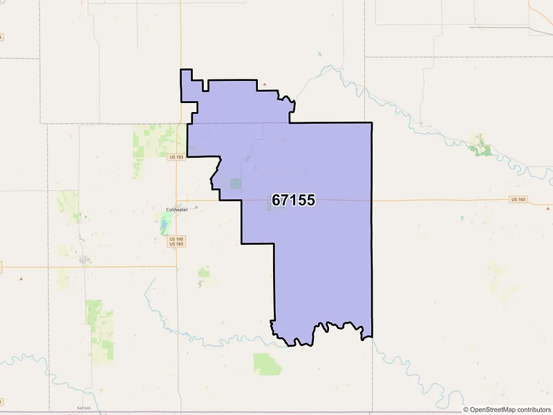 Map of ZIP Code 67155 — Wilmore, KS