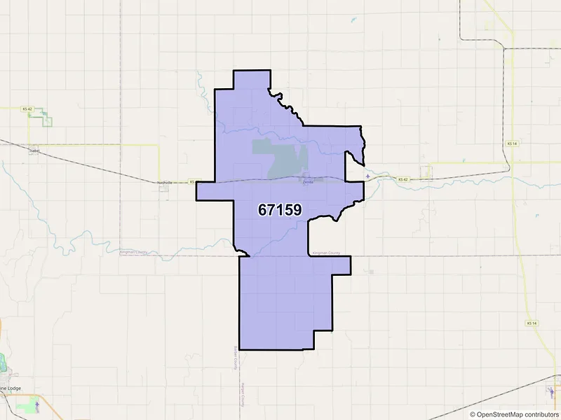 Map of ZIP Code 67159 — Zenda, KS