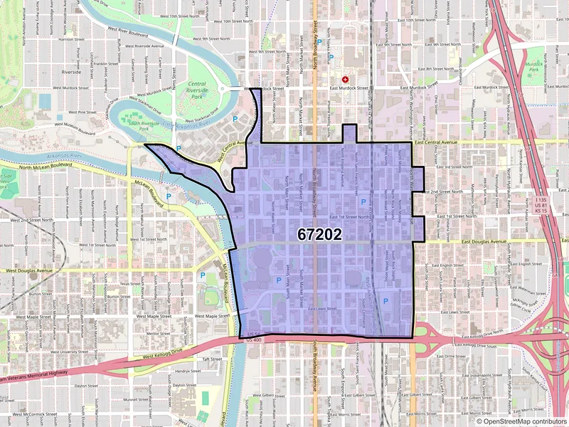 Map of ZIP Code 67202 — Wichita, KS