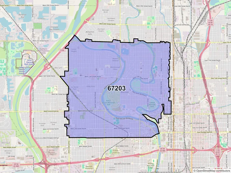 Map of ZIP Code 67203 — Wichita, KS