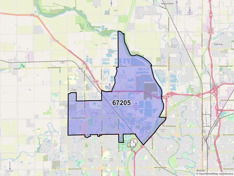 Map of ZIP Code 67205 — Wichita, KS
