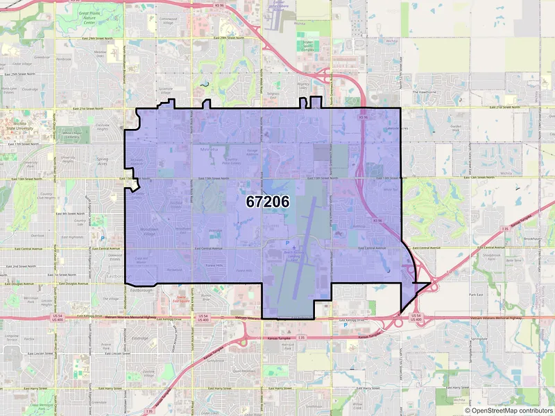Map of ZIP Code 67206 — Wichita, KS