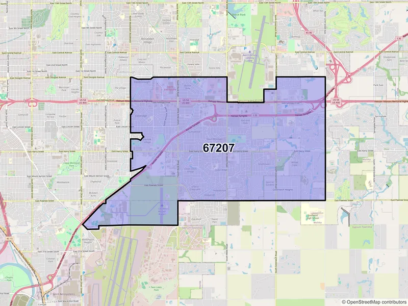 Map of ZIP Code 67207 — Wichita, KS