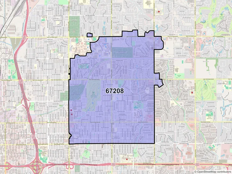 Map of ZIP Code 67208 — Wichita, KS