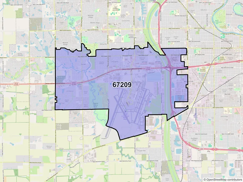 Map of ZIP Code 67209 — Wichita, KS
