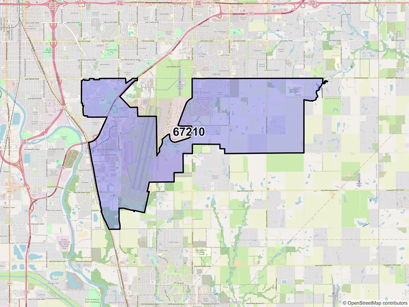 Map of ZIP Code 67210 — Wichita, KS
