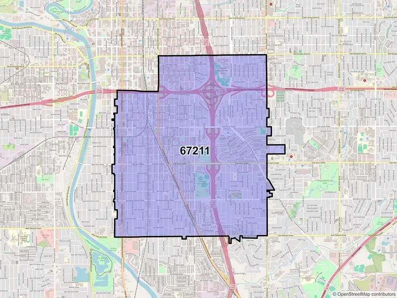 Map of ZIP Code 67211 — Wichita, KS