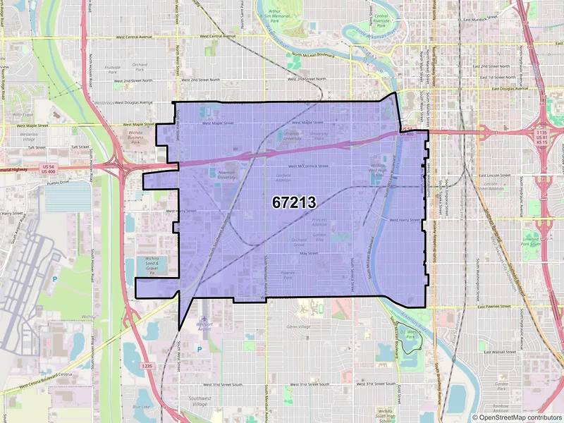 Map of ZIP Code 67213 — Wichita, KS