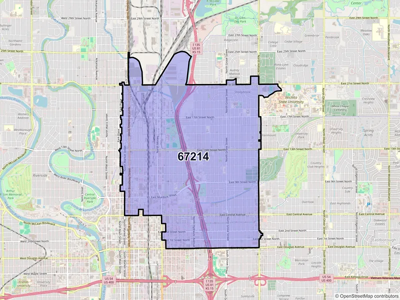 Map of ZIP Code 67214 — Wichita, KS