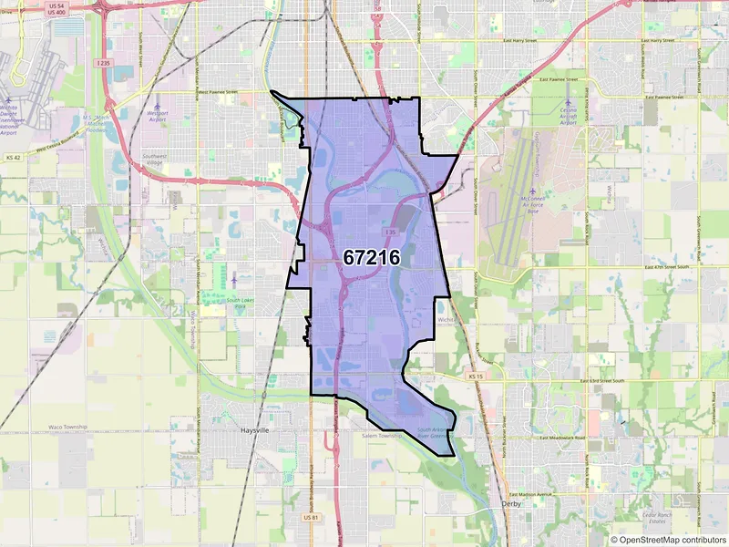 Map of ZIP Code 67216 — Wichita, KS