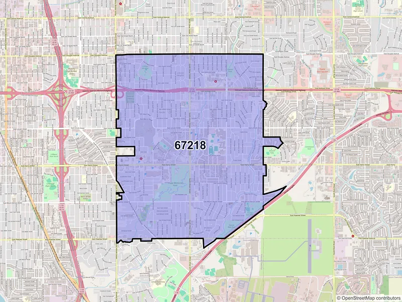 Map of ZIP Code 67218 — Wichita, KS